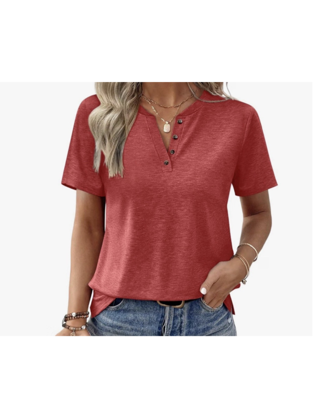 Flamingals women's button-up notched neck henley t-shirt 3XL